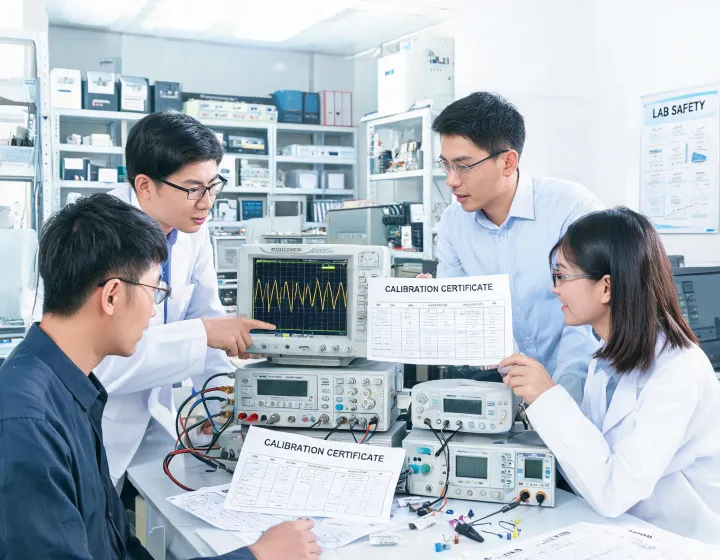 Engineering team reviewing instrument readings