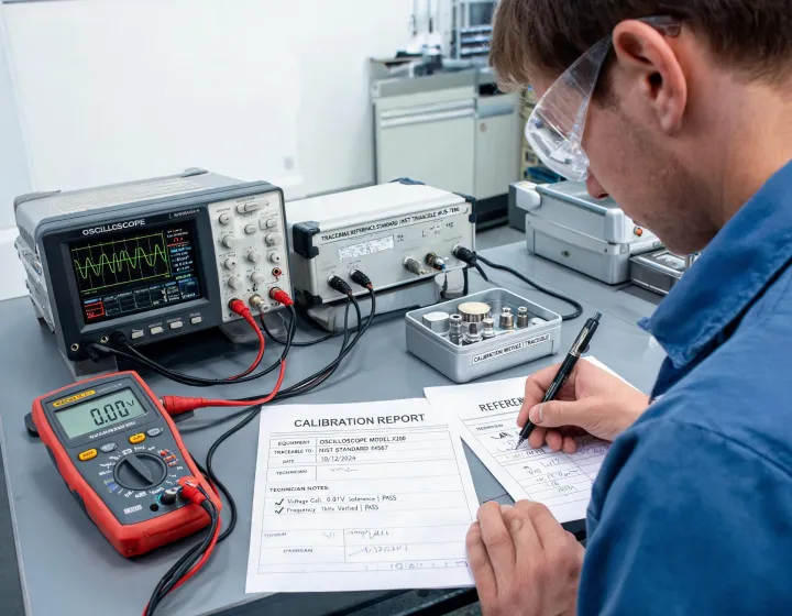 Calibration service bench with traceable paperwork